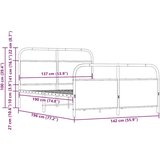 Metalni Kovinski posteljni okvir brez vzmetnice dimljen hrast 137x190cm, (21607513) | Shoptok.si