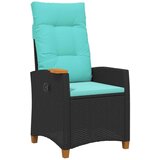  Fotelja za ležanje s pločom za čaj 62 x 64 x 112 cm poliratan - Crna i tirkizna | shoptok.hr