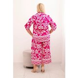 Kesi Włoski Plus size women's viscose set with geometric print fuchsia | Shoptok.si