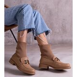 Gemre Dark beige ankle boots with fabric upper by Kris | Shoptok.si