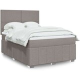 vidaXL Box spring postelja z vzmetnico taupe 160x200 cm blago | Shoptok.si