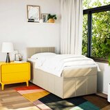 vidaXL Okvir kreveta s oprugama i madrac krem 80x200 cm od tkanine | shoptok.hr