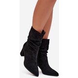 Boto Women's Ankle Boots with Ruching Heeled Warm Black Amelise | Shoptok.si