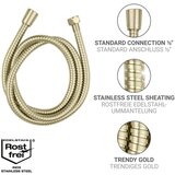 Wenko Crijevo za tuširanje od nehrđajućeg čelika mat zlatno 150 cm Brass – | shoptok.hr