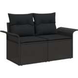 vidaXL 9-delni set vrtne sofe z blazinami črnega poli ratana in akacije | Shoptok.si