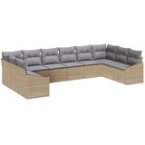  Sjedeća garnitura za vrt 10 kom. Bež i svijetlo siva poliratan 344 x 178,5 x 69 cm | Shoptok.si