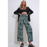 Trend Alaçatı Stili women's green elastic waist patterned woven viscose trousers | ePonuda.com