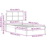  Krevetni okvir s tapiciranim uzglavljem Crna 90 x 190 cm | shoptok.hr