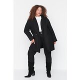 Trendyol Curve Black Jacket Collar Double Breasted Closure Coat Cene