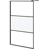Pregrada za tuš s policom crna 115x195 cm staklo ESG i aluminij | shoptok.hr