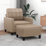 The Living Store Fotelj s stolčkom za noge kapučino 60 cm umetno usnje - Kavč S Stolčkom Za Noge, (21485118) Cene