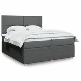Maison Chic Box spring postelja - Vzmetna postelja z vzmetnico temno siva 200x200 cm blago SL4160, (21902313) | Shoptok.si