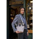 Madamra Light Mink Women's Soft Leather Column Strap Bag