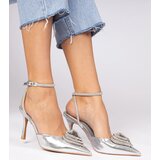 Gemre Silver slingback stilettos embellished with zirconia Isoda | ePonuda.com