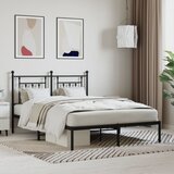 Maison Chic Kovinski Posteljni okvir - Dvoposteljna postelja - Zakonska postelja z vzglavjem črn 140x190 cm, (21692572) | Shoptok.si