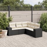 Maison Chic Seti vrtnega pohištva - Vrtna garnitura - Vrtni pohištvo set 5-delna z blazinami črn poli ratan, (21816285) | Shoptok.si