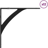  Nosači za zidne police 12 kom. Crna 14.5 x 14.5 x 3.5 cm Čelik | shoptok.hr