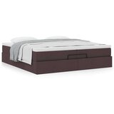  Otomanski posteljni okvir z vzmetnicami rjav 200x200 cm blago, (21653466) | Shoptok.si
