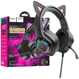 hoco. Slušalke z mikrofonom, igralne, USB/3.5 mm, LED - W107 Cute Cat Black/Pink | Shoptok.si
