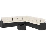  10-dijelni set vrtnih sofa s jastucima crni od poliratana | shoptok.hr