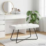  Klupa s gumbastim tkanjem Bijela 80 x 40 x 46 cm Tkanina | shoptok.hr