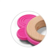 BabyOno Silikonsko drvena grickalica za zube Leptir, roza | shoptok.hr