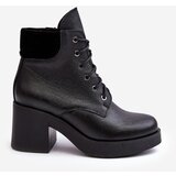 Boto Leather Women's Boots On Heel Black Lemar Leocera | Eponuda.ba