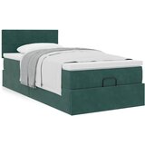 vidaXL Otomanski posteljni okvir z vzmetnico zelen 90x200 cm žamet Cene