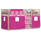 vidaXL krevet na kat sa zavjesama ružičasti 90 x 190 cm od borovine | shoptok.hr