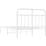 vidaXL Kovinski posteljni okvir z vzglavjem bel 120x200 cm Cene