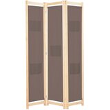Sobna pregrada s 3 panela od tkanine 120 x 170 x 4 cm smeđa | Eponuda.com