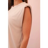 Kesi Włoski Women's set made of viscose with no sleeves and straight trousers dark beige | Shoptok.si