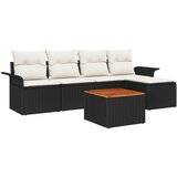 vidaXL Vrtni kauč set Set od 6 Crna i krem Poli ratan Vrtni kauč | shoptok.hr