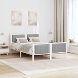 vidaXL Kovinska posteljna konstrukcija z vzglavjem Bela in svetlo siva, (5000084273) | Shoptok.si