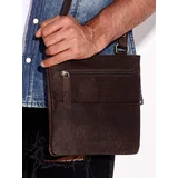 Fashion Hunters Men's dark brown leather bag with split compartments