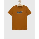 Levi's Dječja pamučna majica kratkih rukava boja: smeđa, s tiskom