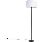 QAZQA Stoječa svetilka črna s platnenim odtenkom bele barve 45 cm - Simplo Cene