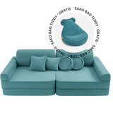 MeowBaby Modularni otroški kavč in otroški tabure turkizne barve – paket 2 v 1, (22007877) | Shoptok.si