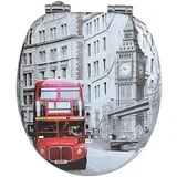 WC-deska London Bus (s samodejnim zapiranjem pokrova, mediapan, siva/rdeča)