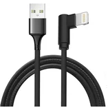 usb data kabel (1m, lightning 90° kutni na usb-a, koža, crni)