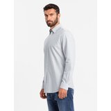 Ombre Elegant men's oxford shirt with embroidery - blue