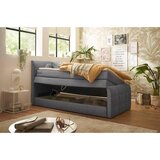 MID.YOU POSTELJA BOXSPRING 100 cm x 200 cm , tekstil, leseni material temno siva | Shoptok.si