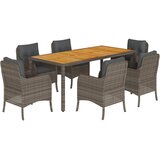  7-dijelni vrtni blagovaonski set sivi od poliratana Siva 190 cm table length | shoptok.hr