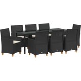  Set od 9 vrtnih stolica s jastučićima crni poli ratan | shoptok.hr