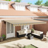 vidaXL Samodejna retraktibilna tenda Zelena in rumena 500x300 cm, Tenda nadomestno platno za okvir 5x3 m Zelena in rumena | Shoptok.si