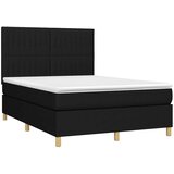  Krevet box spring s madracem LED crni 140x200 cm od tkanine | shoptok.hr