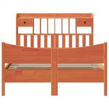 vidaXL Posteljni okvir brez vzmetnice voščeno rjav 140x190 cm borovina | Shoptok.si