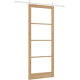  Klizna vrata 93 x 232 cm Masivna borovina i staklo Prirodna | shoptok.hr
