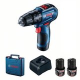 Bosch Akumulatorski udarni vrtalnik BOSCH GSB (12 V, 2 x Li-Ion baterija 2,0 Ah, 0–1.600 vrt./min, 0–24.000 ud./min) | Shoptok.si