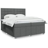 vidaXL Box spring postelja z vzmetnico temno siva 200x200 cm blago | Shoptok.si